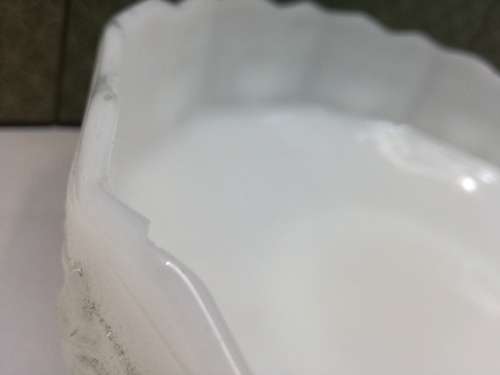 Stunning vintage milk glass footed bowl - one chip, see pics