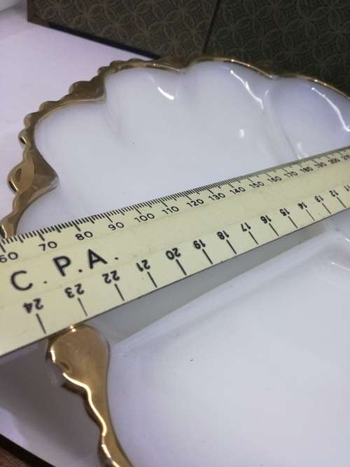 Stunning vintage milk glass 3 division serving plate