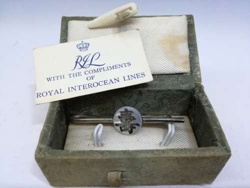 Rare memorabilia Royal Interocean lines Hong Kong silver and Mother of Pearl tie pin - LOOK!!!!