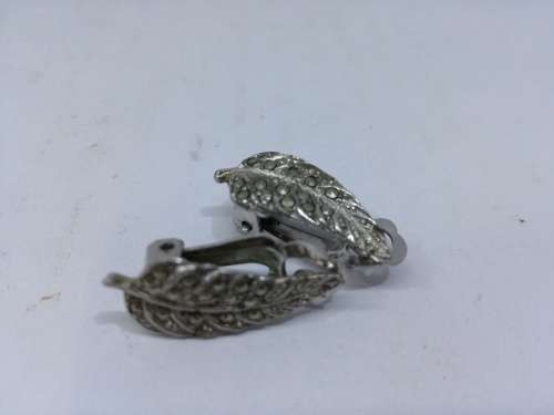 Stunning feather marcasite clip on earrings