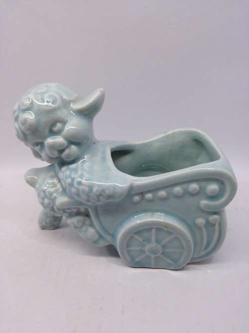 Vintage nursery blue sheep planter
