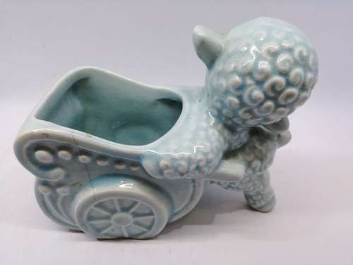 Vintage nursery blue sheep planter