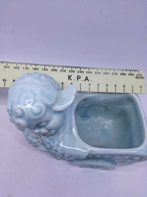 Vintage nursery blue sheep planter