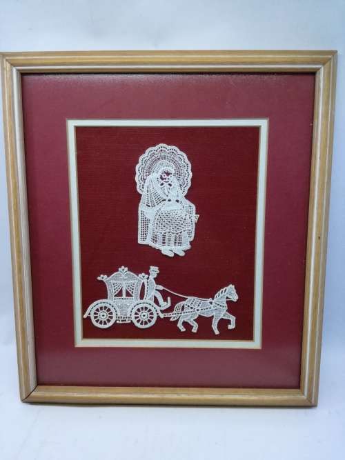 Framed handmade lace