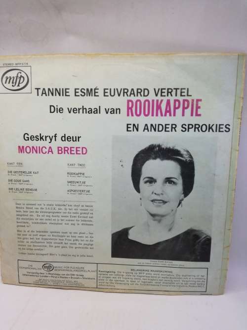 ROOIKAPPIE EN ANDER SPROKIES -- ESME EUVRARD -- VINTAGE AFRIKAANS KIDDIES VINYL LP RECORD