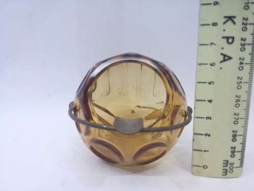 Amber glass ball ashtray