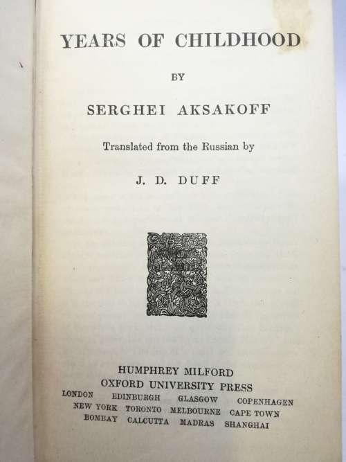 Years of Childhood (Serghei Aksakoff - 1923)