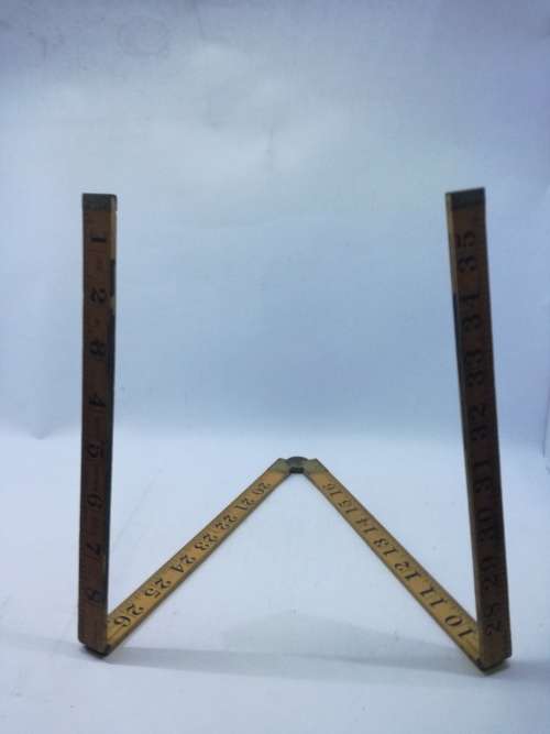 Vintage  Folding Wooden Measuring Stick Wood and Brass made in Holland