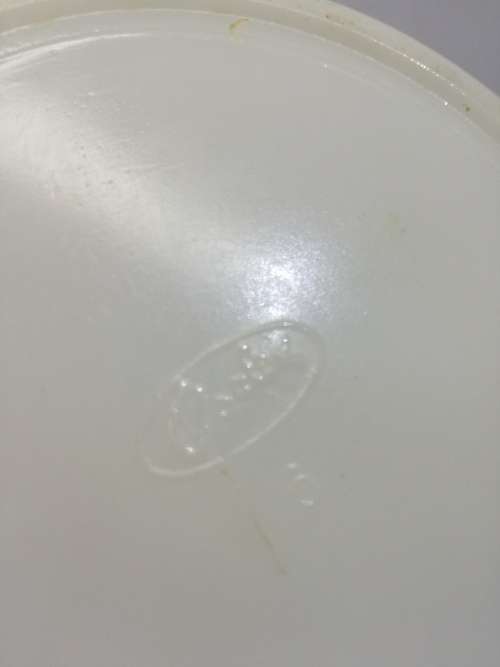 Blue striped milk glass mixing bowl