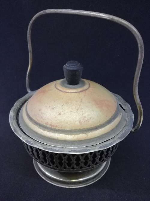 Vintage Jam holder with blue glass liner