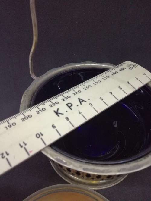 Vintage Jam holder with blue glass liner