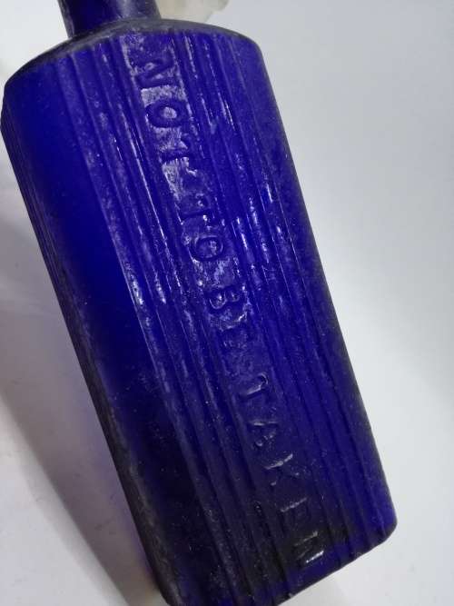 Beautiful antique cobalt blue poison bottle