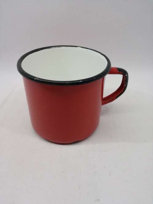 Vintage Red Polish  enamel mug