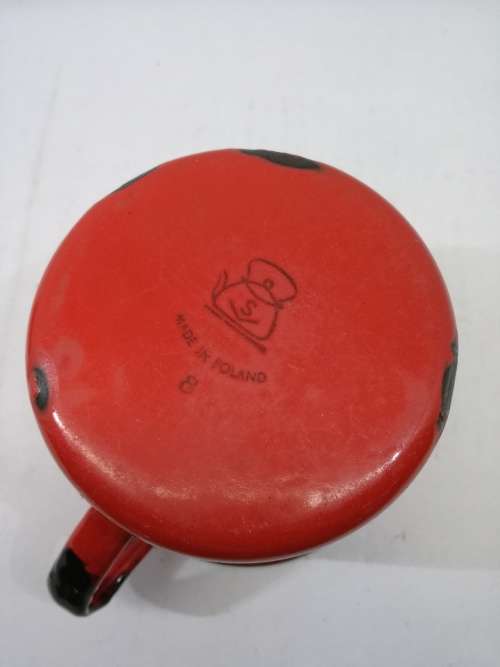 Vintage Red Polish  enamel mug