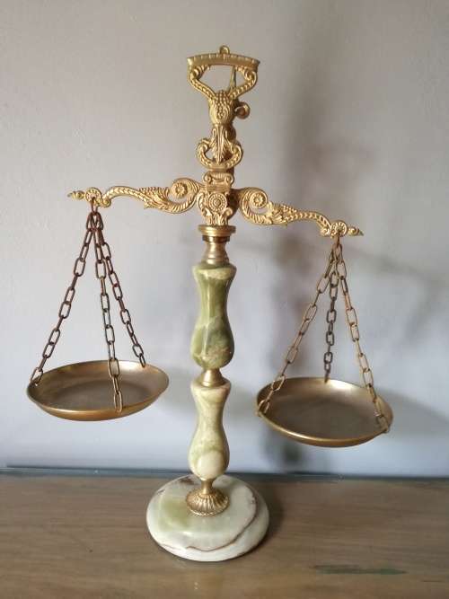 Vintage Brass and Marble Scales of Justice