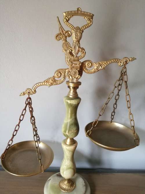 Vintage Brass and Marble Scales of Justice
