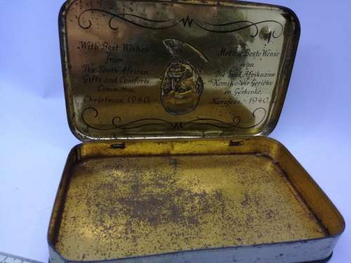 1940 greeting from SA Christmas tin