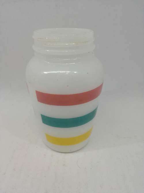 Milk glass bottle striped