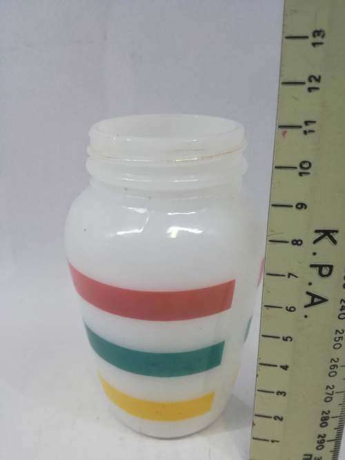 Milk glass bottle striped