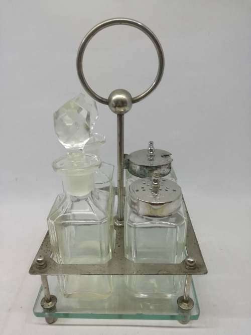 Old world glass Condiment set - so pretty!