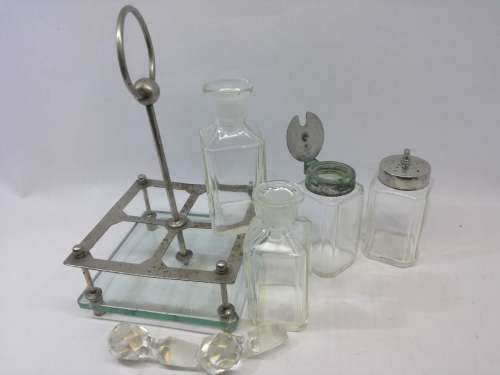 Old world glass Condiment set - so pretty!