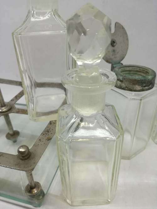 Old world glass Condiment set - so pretty!