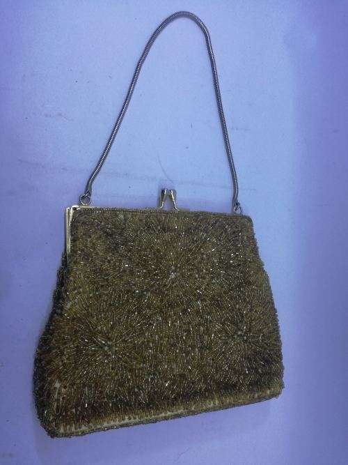 Beautiful Vintage Gold Beaded Evening Bag