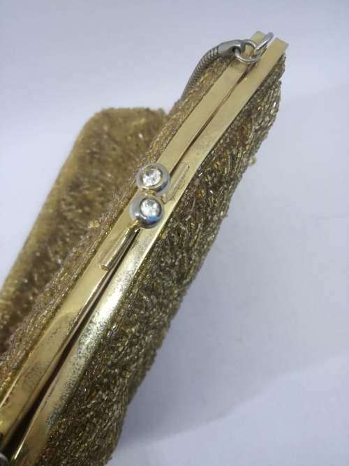 Beautiful Vintage Gold Beaded Evening Bag