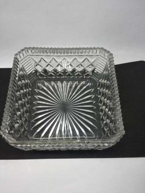 Stunning heavy square glass bowl