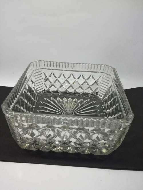 Stunning heavy square glass bowl