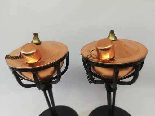 Pretty copper table oil lamps