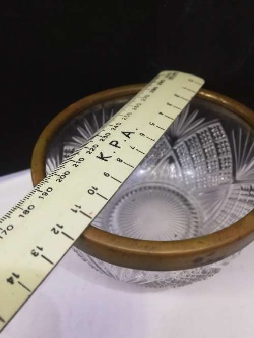 Lovely Glass bowl with metal rim