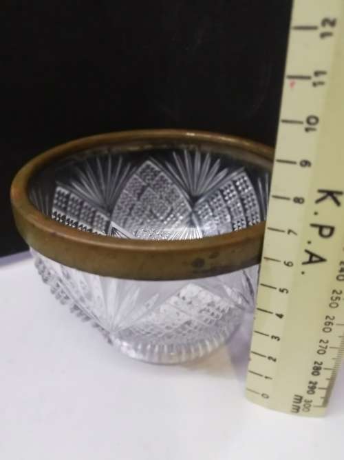 Lovely Glass bowl with metal rim