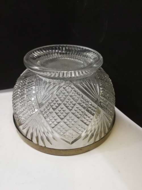 Lovely Glass bowl with metal rim