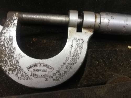 Vintage Sheffield Moore and Wright micrometer - boxed