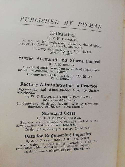 Vintage Planning estimating and ratefixing A C Whitehead