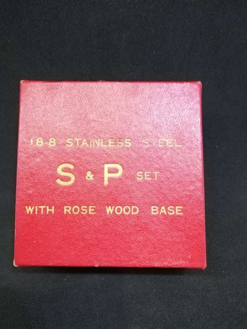 Salt and Pepper set 18.8 Stainless steel and Rose wood base