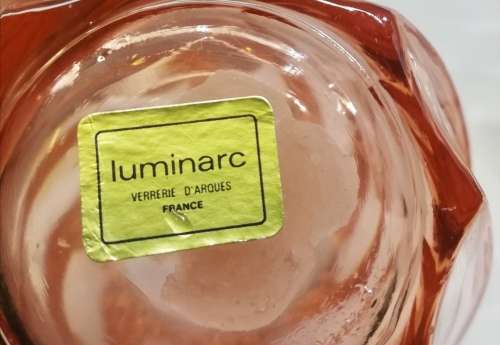 Pair Vintage Luminarc France Swirl Pink Vases