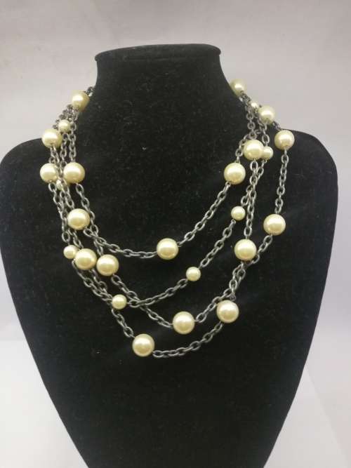 `Pearls`  on chain necklace and bracelet set