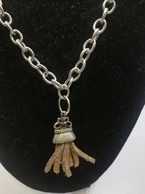 Leather on chain necklace