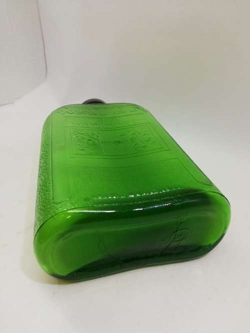Green glass water bottle