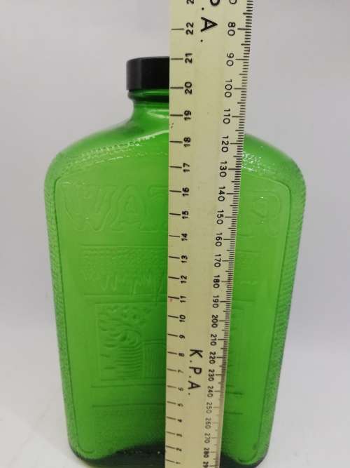 Green glass water bottle