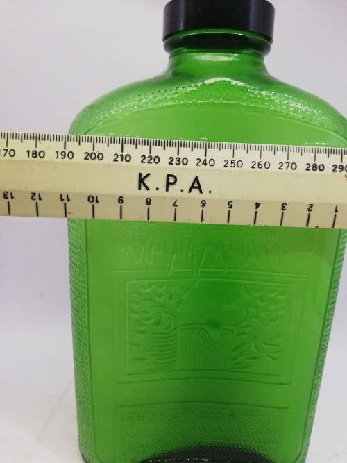 Green glass water bottle