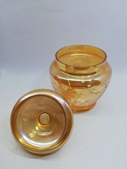 Pretty glass counter top bottle - orange lustre