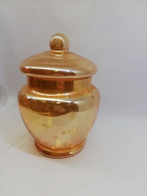 Pretty glass counter top bottle - orange lustre