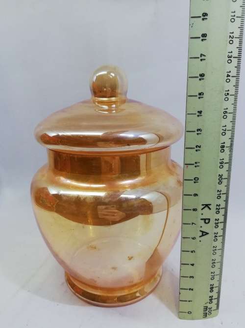 Pretty glass counter top bottle - orange lustre