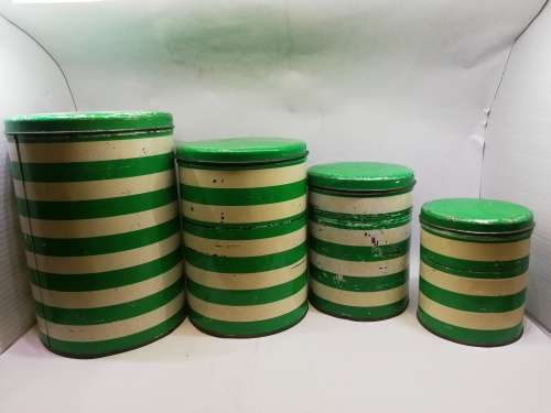 Green and white stripe Set Goodhope ware tins! LOOK! What a find!