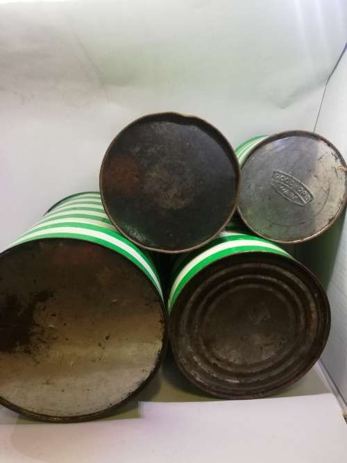 Green and white stripe Set Goodhope ware tins! LOOK! What a find!