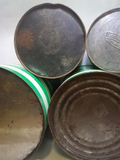 Green and white stripe Set Goodhope ware tins! LOOK! What a find!