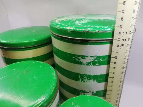 Green and white stripe Set Goodhope ware tins! LOOK! What a find!